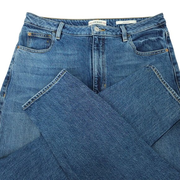 Guess Mom Jeans High Rise Womens 31x27 Med Wash Denim Ankle Style Cropped Pants - Picture 6 of 15